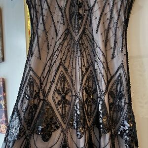 Jazz Age long black dress with Beadsii Disign
